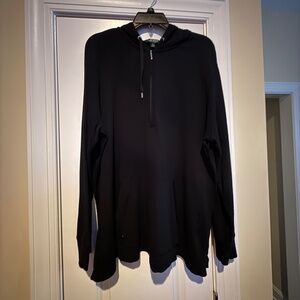 Lauren Ralph Lauren black waffle knit hoodie pullover top.  Size 2X